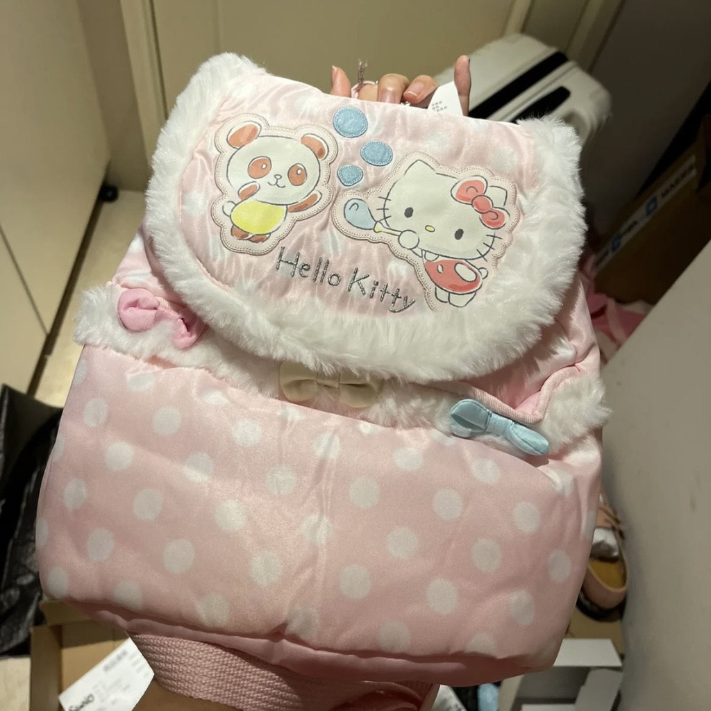 Ba Lô Lông Nhung Hình Hello Kitty Dễ Thương Xinh Xắn Cho Nữ