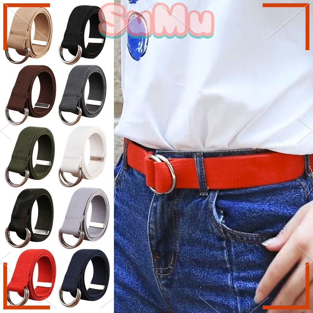 SUMU Thắt Lưng Bện Sợi Nylon Khóa Bạc Đơn Giản