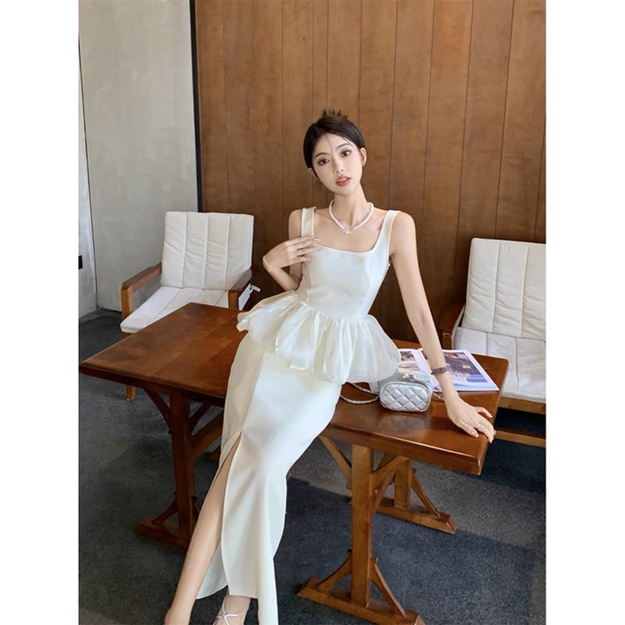 Set áo bí chân váy midi trắng 💖 KÈM ẢNH THẬT