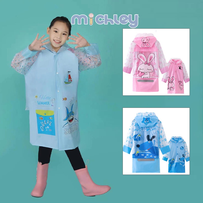 Áo mưa MICHLEY họa tiết hoạt hình xinh xắn dành cho trẻ em