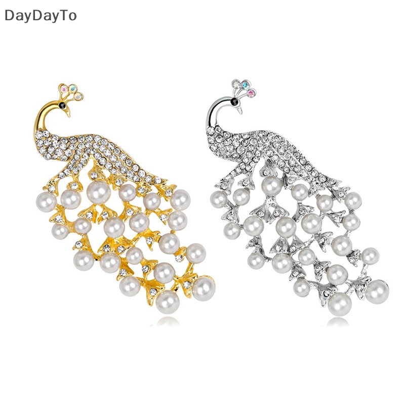 Ghim Cài Áo Hình Con Công Đính Ngọc Trai Pha Lê Thời Trang Cho Nữ