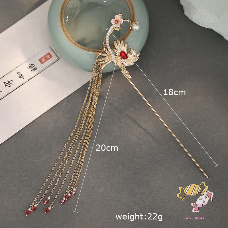 YADORNOS Trâm Cài Tóc Tua Rua Vàng Phong Cách Trung Hoa Cổ Điển Cho Nữ