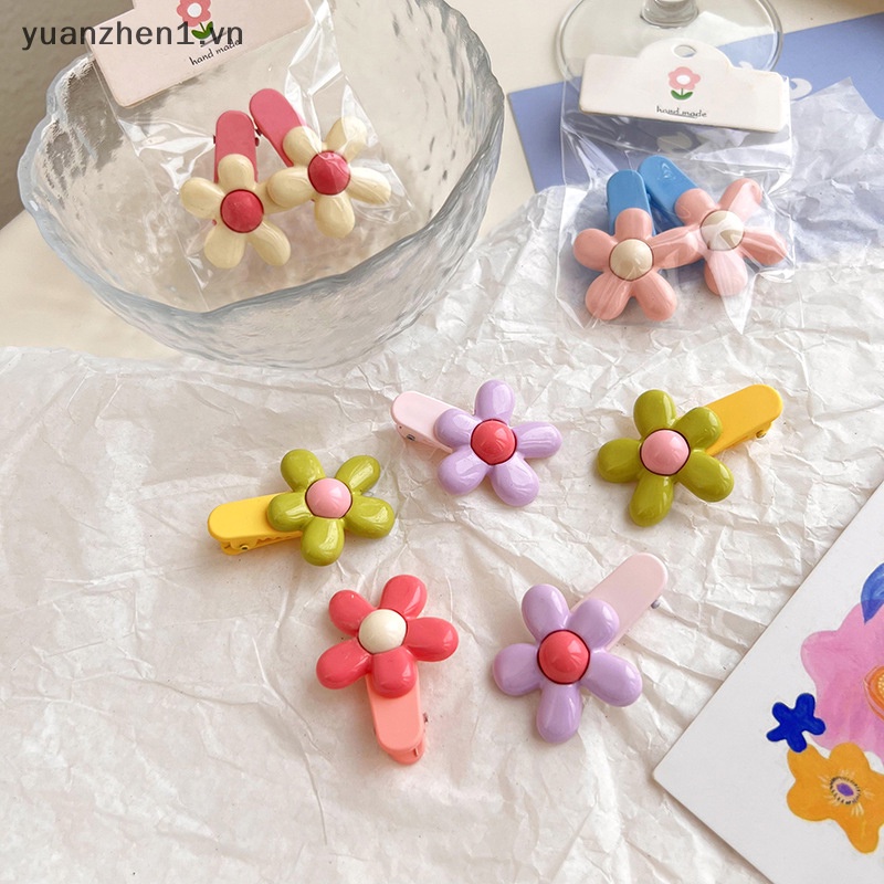 Set 2 Kẹp Tóc Hình Hoa Phong Cách Vintage Dễ Thương Cho Nữ