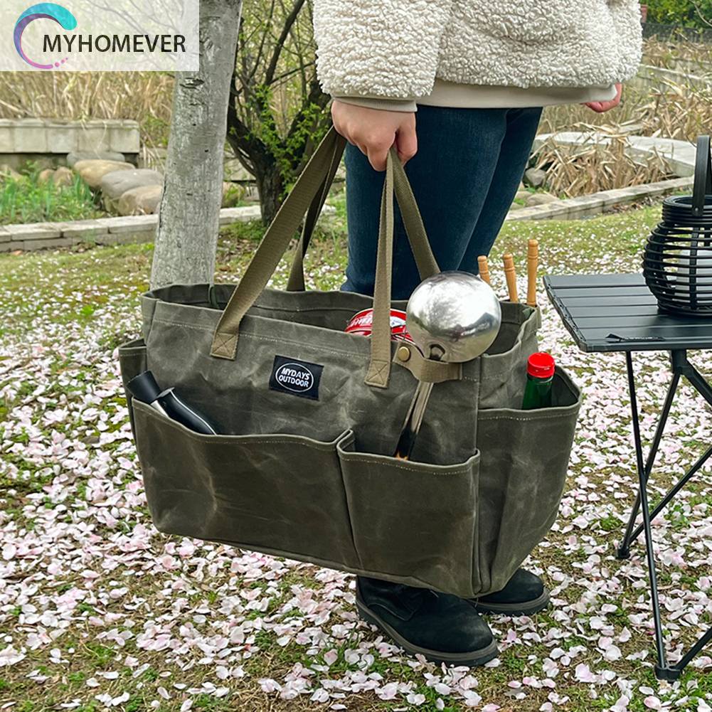 Hộp Đựng Đồ Cắm Trại Nhiều Ngăn Bằng Vải Canvas Chống Nước Có Thể Gấp Gọn