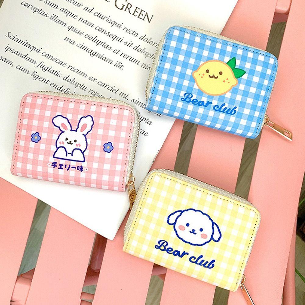 BLISS Ví Đựng Tiền Xu / Thẻ Bằng Da PU Họa Tiết Thỏ / Chanh Hoạt Hình Phong Cách Hàn Quốc Cho Nữ