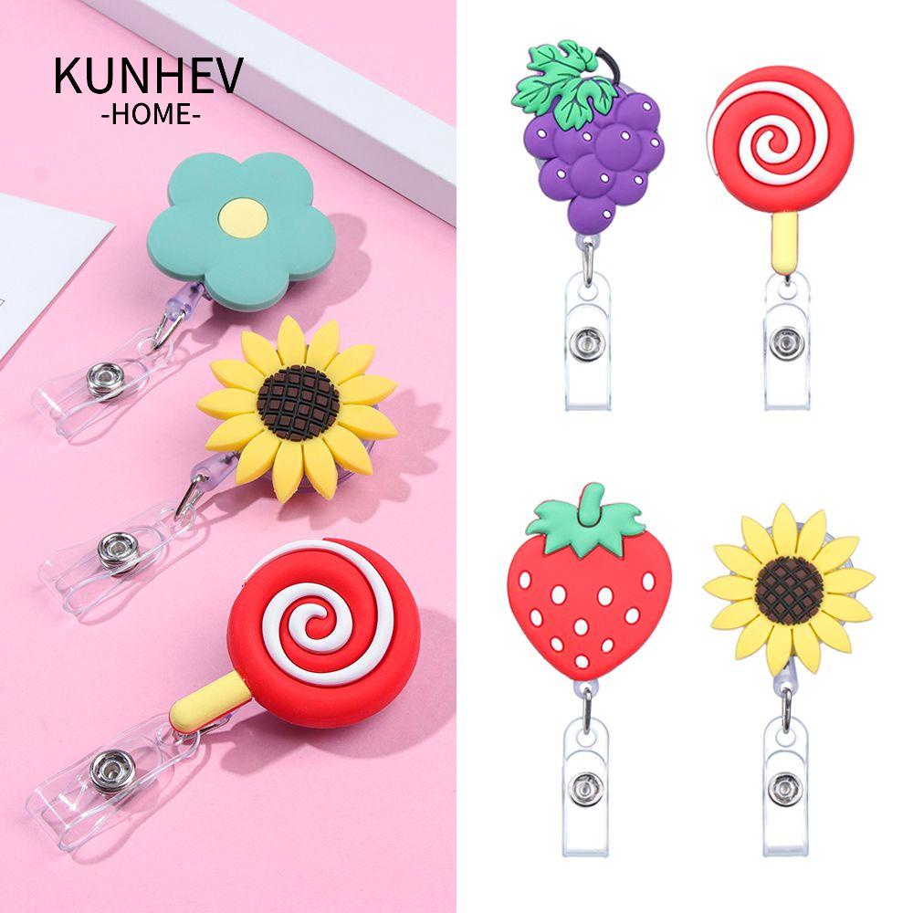 KUNHEV Giá Đỡ Huy Hiệu Bằng Silicon Họa Tiết Hoạt Hình Có Thể Thu Gọn Cho Học Sinh
