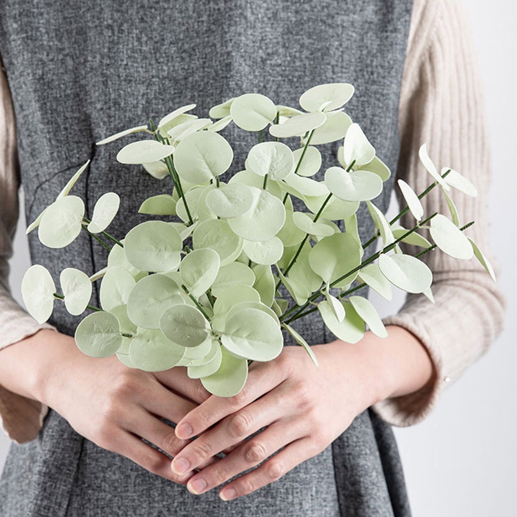 Nhánh Lá Bạch Đàn Nhân Tạo Màu Trắng / Xanh Lá Lâu Trôi Độc Đáo Trang Trí Nhà Cửa / Tiệc Cưới