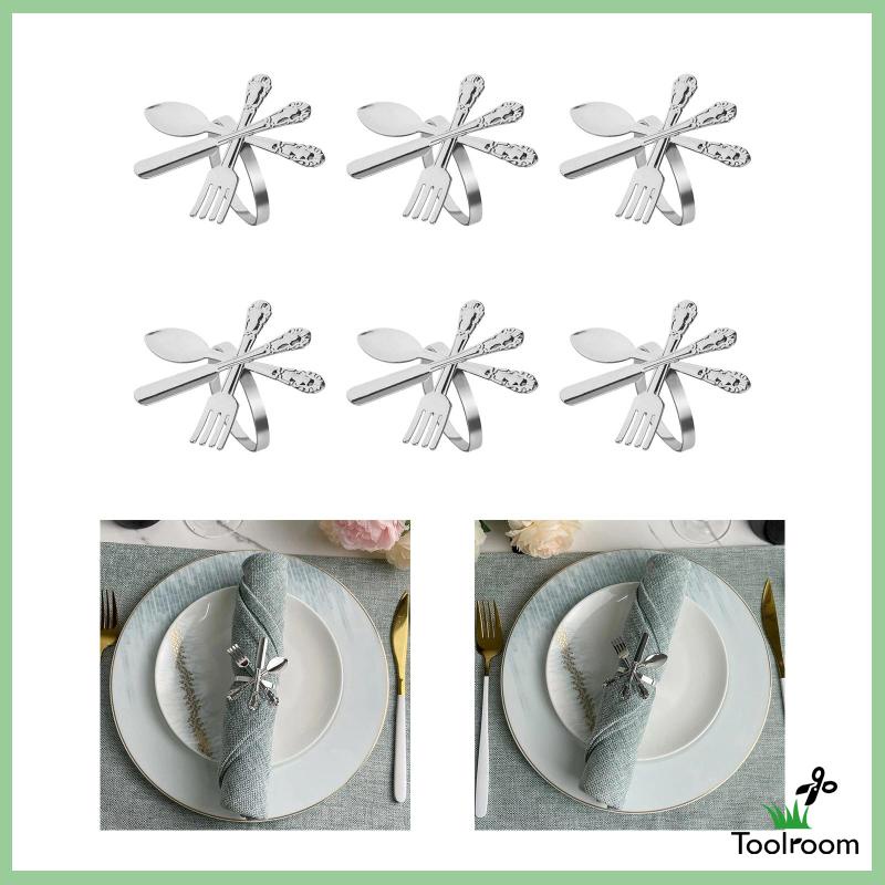Bộ 6 Vòng Nhẫn Kim Loại Cố Định Khăn Ăn Tiện Dụng