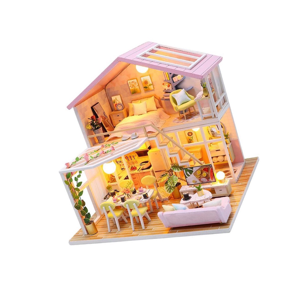 Bộ Nội Thất Bằng Gỗ Thủ Công Sáng Tạo Lãng Mạn Cho Nhà Búp Bê