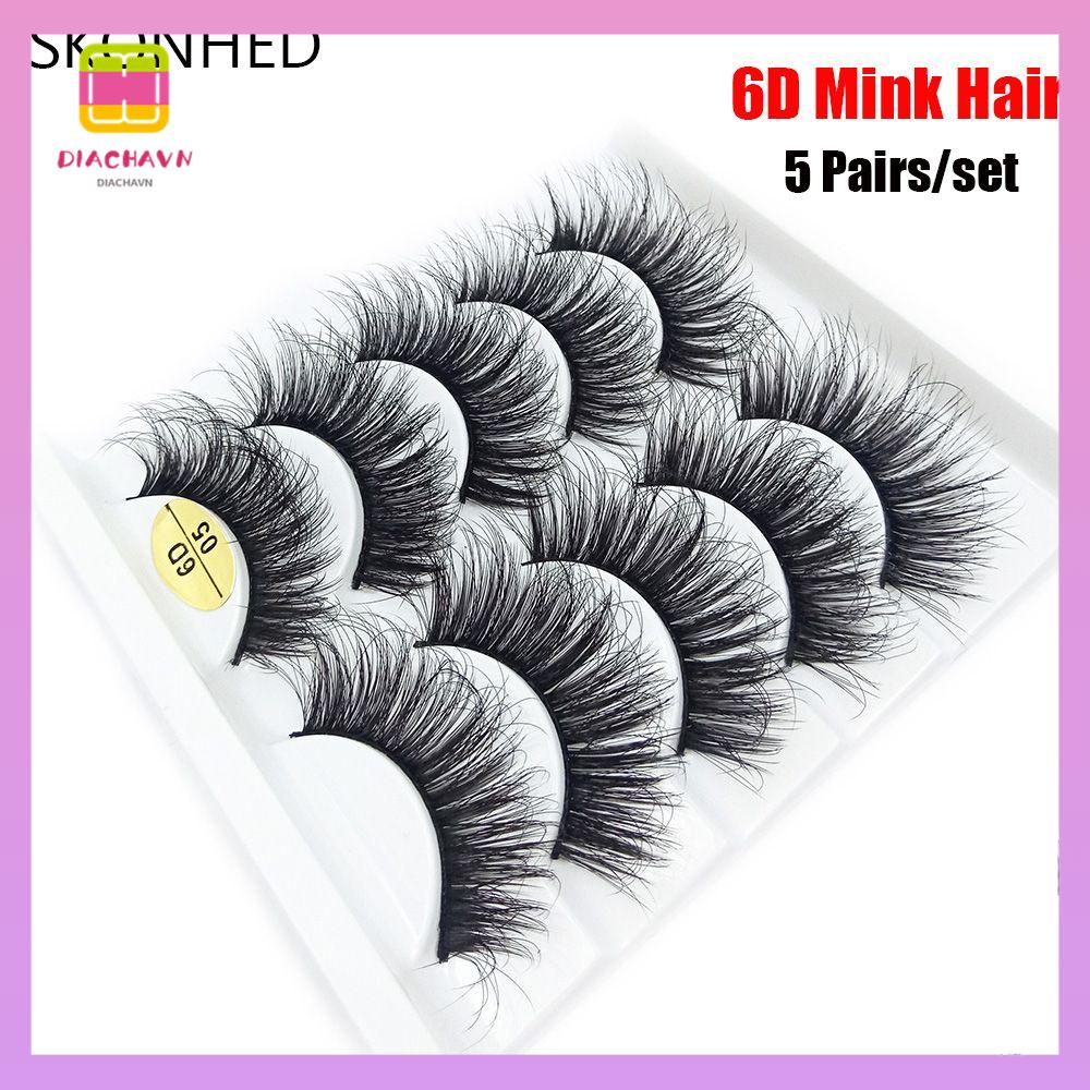 DIACHAVN Set 5 Cặp Lông Mi Giả Nhiều Lớp 6D Handmade SKONHED