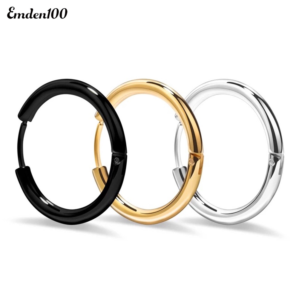 1 Đôi Khuyên Tai Tròn Bằng Thép Không Gỉ Thời Trang