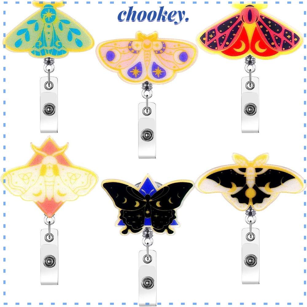 CHOOKEY Set 6 Móc Khóa Hình Bươm Bướm Bằng Nhựa Bền Bỉ Có Thể Thu Gọn Cho Văn Phòng