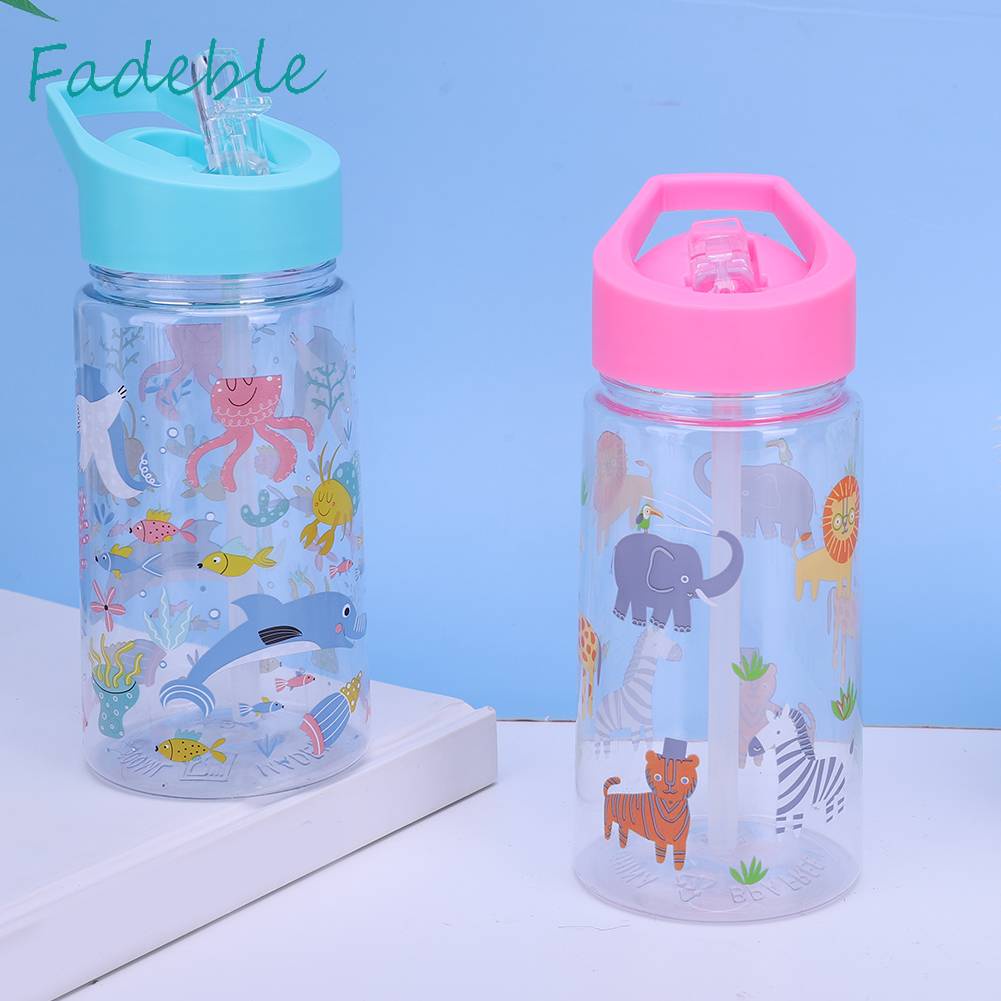 Bình Nước Thể Thao 450ML Có Ống Hút Họa Tiết Dễ Thương Cho Bé