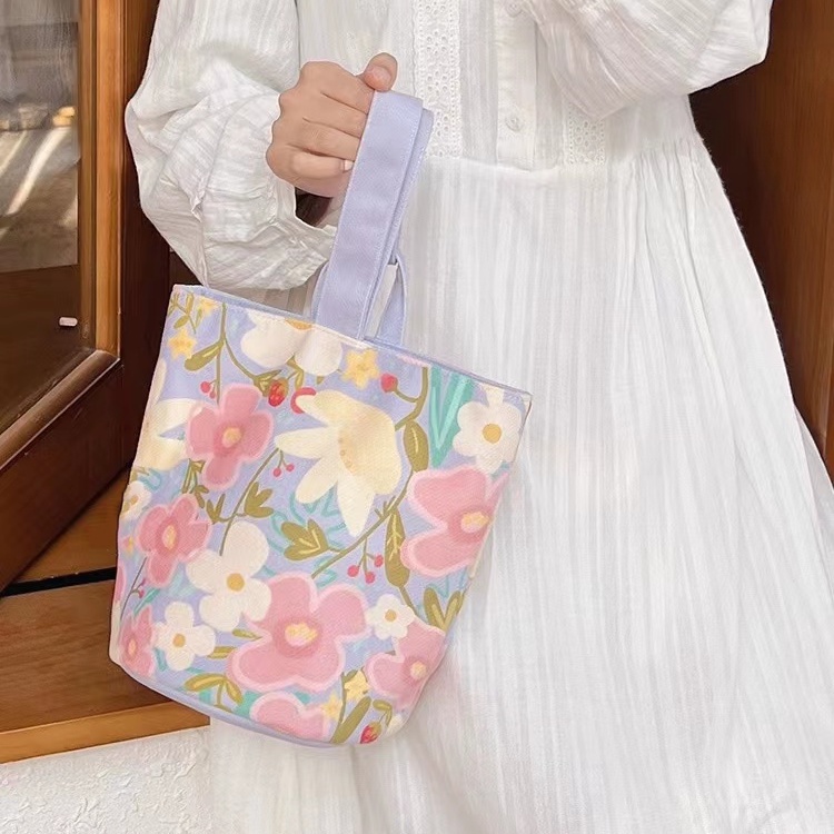 Túi Vải Canvas Đựng Cơm Trưa Xinh Xắn Tiện Dụng Cho Bạn Gái