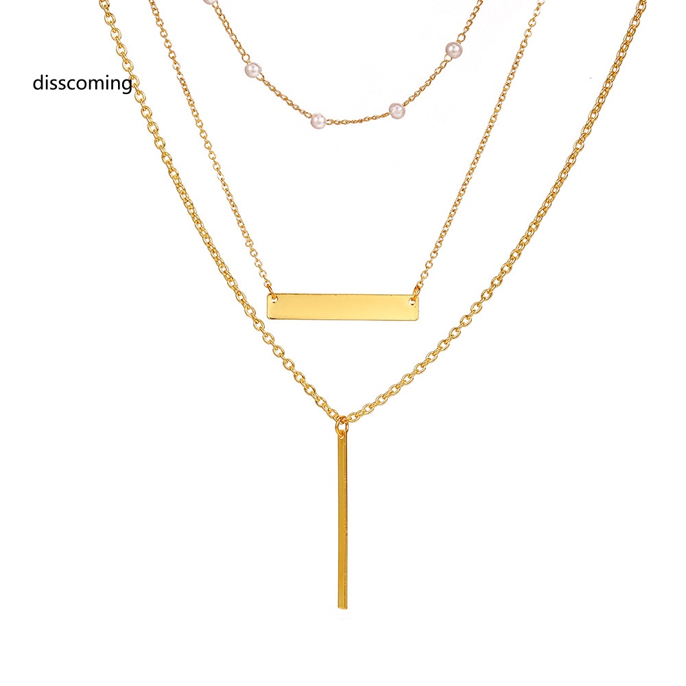 Áo Thun In Hình SL SL SL Thời Trang Năng Động| Vòng cổ Ba Lớp Đính Ngọc Trai Hình Vuông Phong Cách Mới