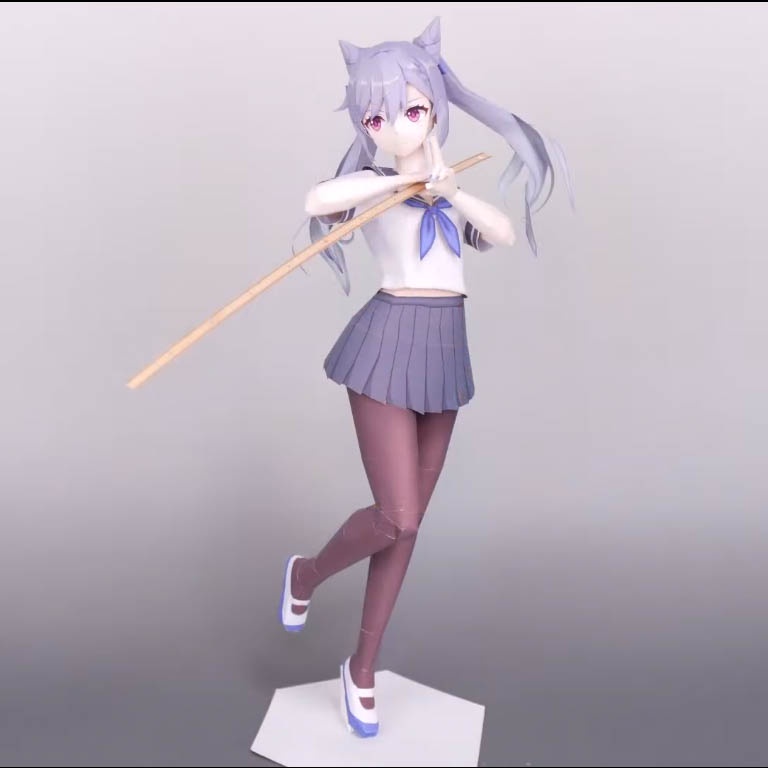 Mô hình giấy anime girl Anime Game  Keqing in School Uniform
