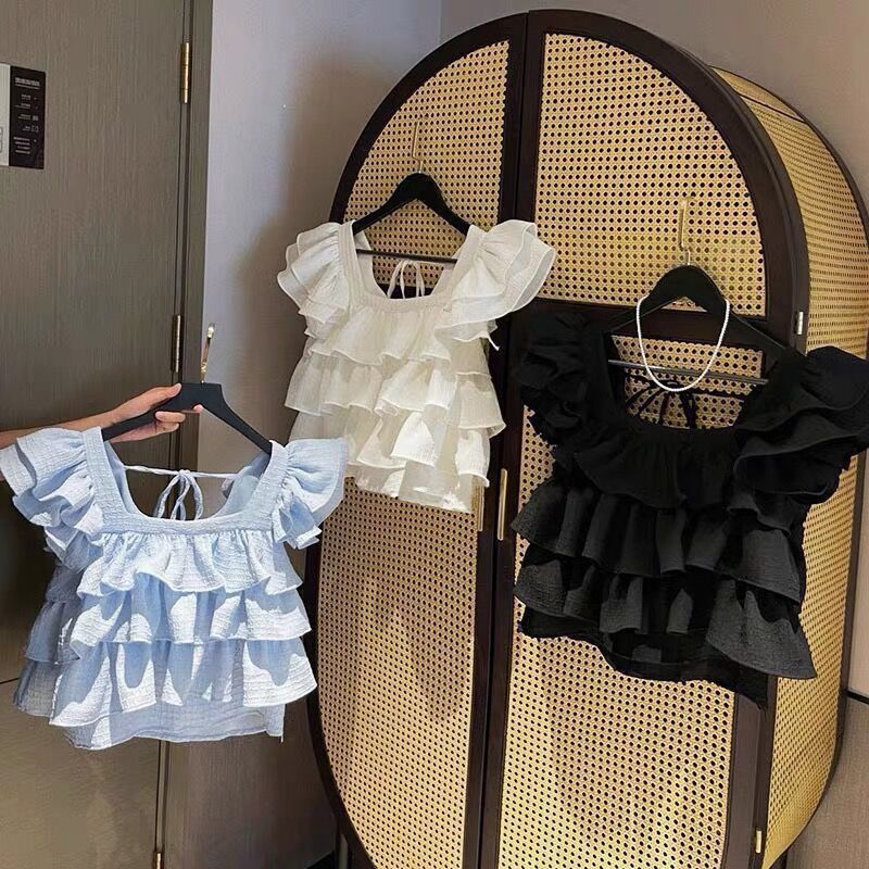 Áo Chiffon Không Tay Cổ Vuông Thời Trang Hàn Quốc 2023 Cho Bé Gái