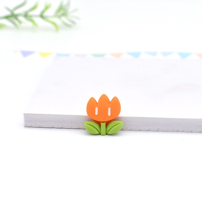 Set 10 Dây Buộc Tóc Hình Hoa Tulip / Vương Miện / Hoa Hướng Dương Hoạt Hình Bằng Nhựa Resin DIY