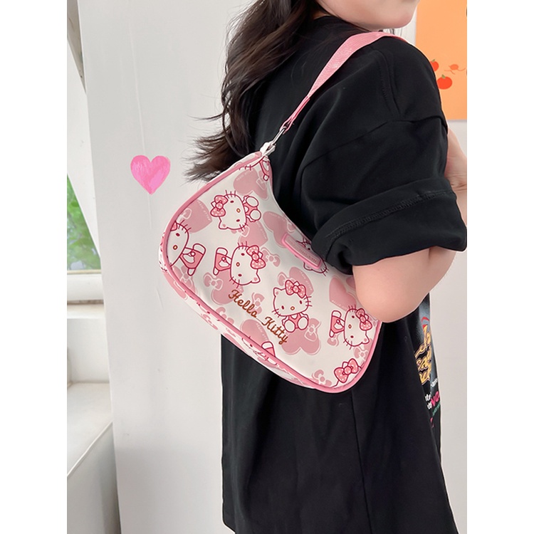 Sanrio Túi Xách Đeo Dưới Cánh Tay Họa Tiết Hello Kitty Melody Dễ Thương Cho Bé Gái