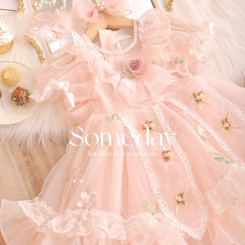 Đầm Công Chúa Tay Ngắn Phong Cách Lolita Thời Trang Mùa Hè 2023 Dành Cho Bé Gái