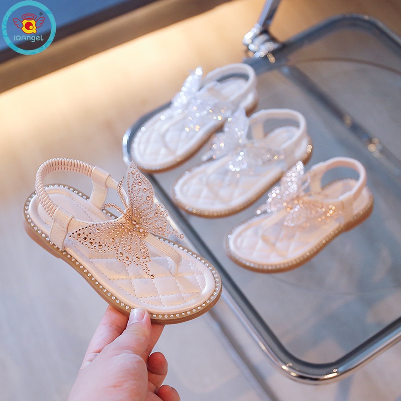 Xăng đan Kẹp Ngón Đính Đá Hình Bướm Phong Cách Mới Dành Cho Bé Gái Trung Niên Và Lớn