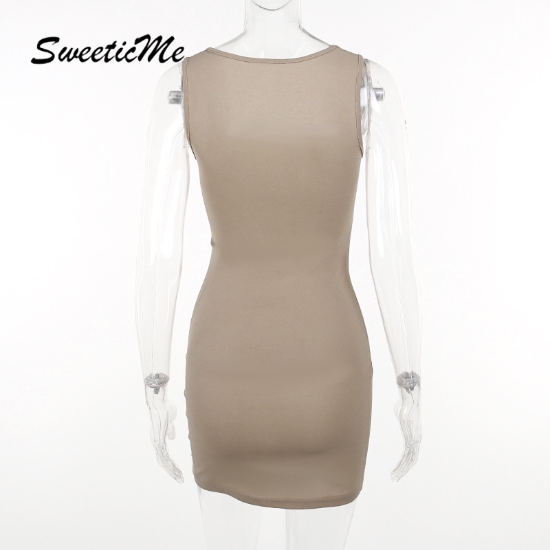 Đầm Ngắn Dáng Ôm Không Tay Phối Màu Tương Phản Thời Trang Mới 2023 Dành Cho Bạn Nữ