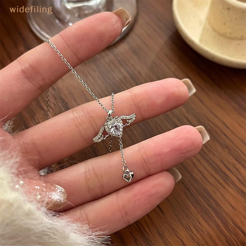 Vòng cổ Mặt Hình Cánh Thiên Thần Đính Đá Pha Lê Hồng Và Trắng Thời Trang Cho Nữ