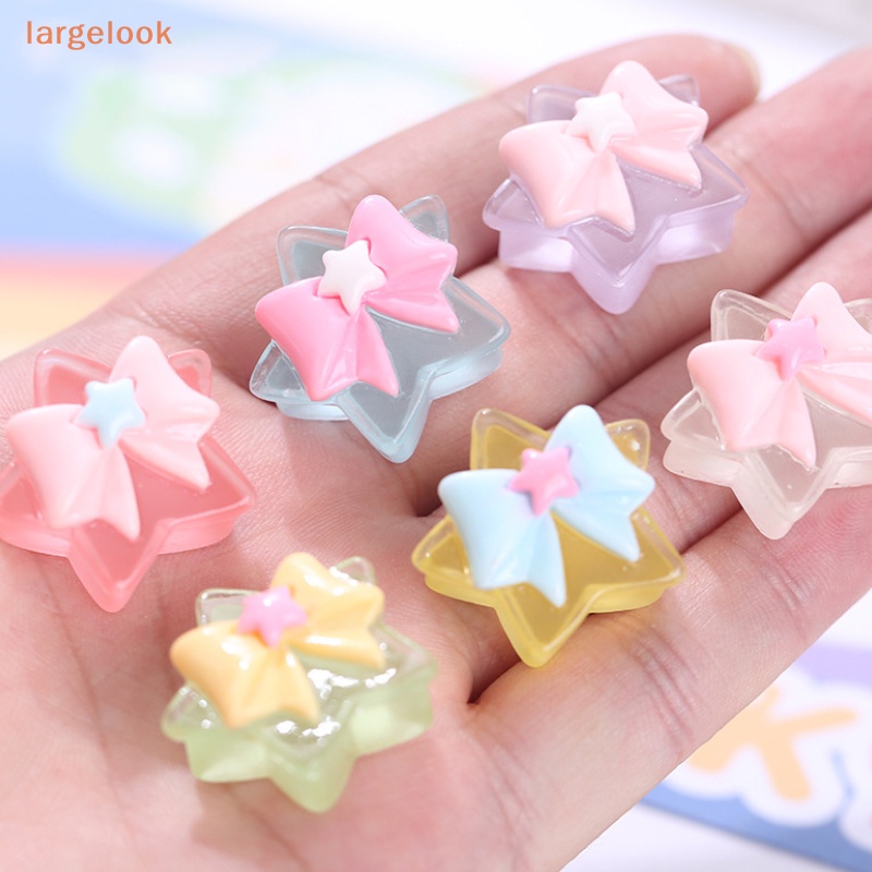 [Biglook] Bộ 5 Miếng Dán Hình Dán Trang Trí Hộp Quà Cốc Nước / Điện Thoại Hình Chiếc Nơ Ngôi Sao Năm Cánh Bằng Nhựa Resin Mini