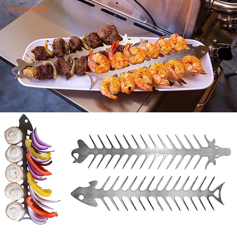 Xiên Nướng Bbq Hình Xương Cá Bằng Thép Không Gỉ Tái Sử Dụng 1 Lần