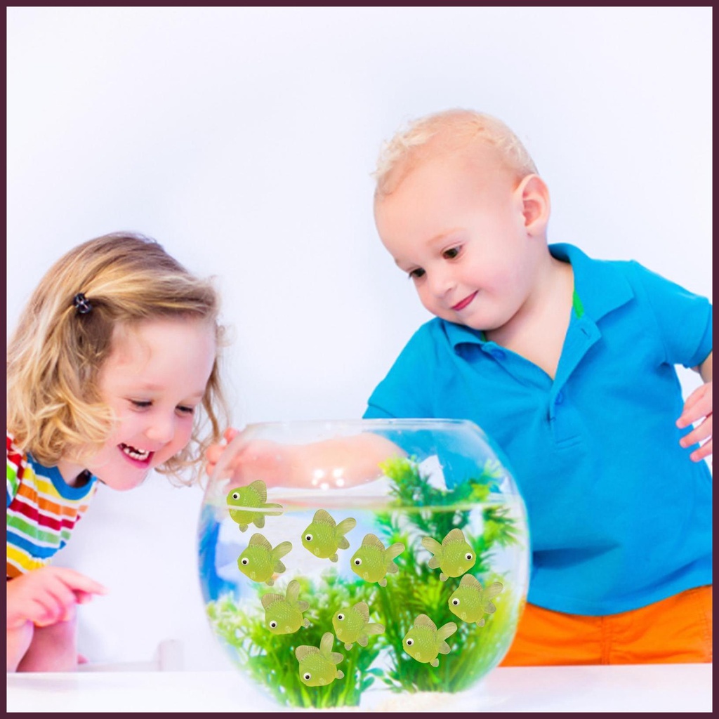 Set 10 Tượng Cá Vàng Mini Nhân Tạo Bằng Nhựa Mềm Trang Trí