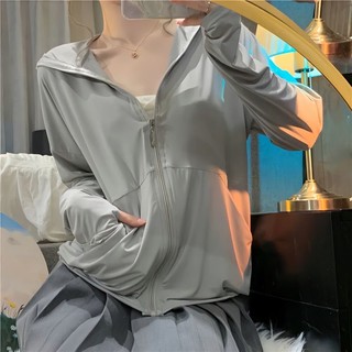 Áo khoác chống nắng chống tia cực tím bằng lụa lạnh thoáng khí phong cách mới cho nữ