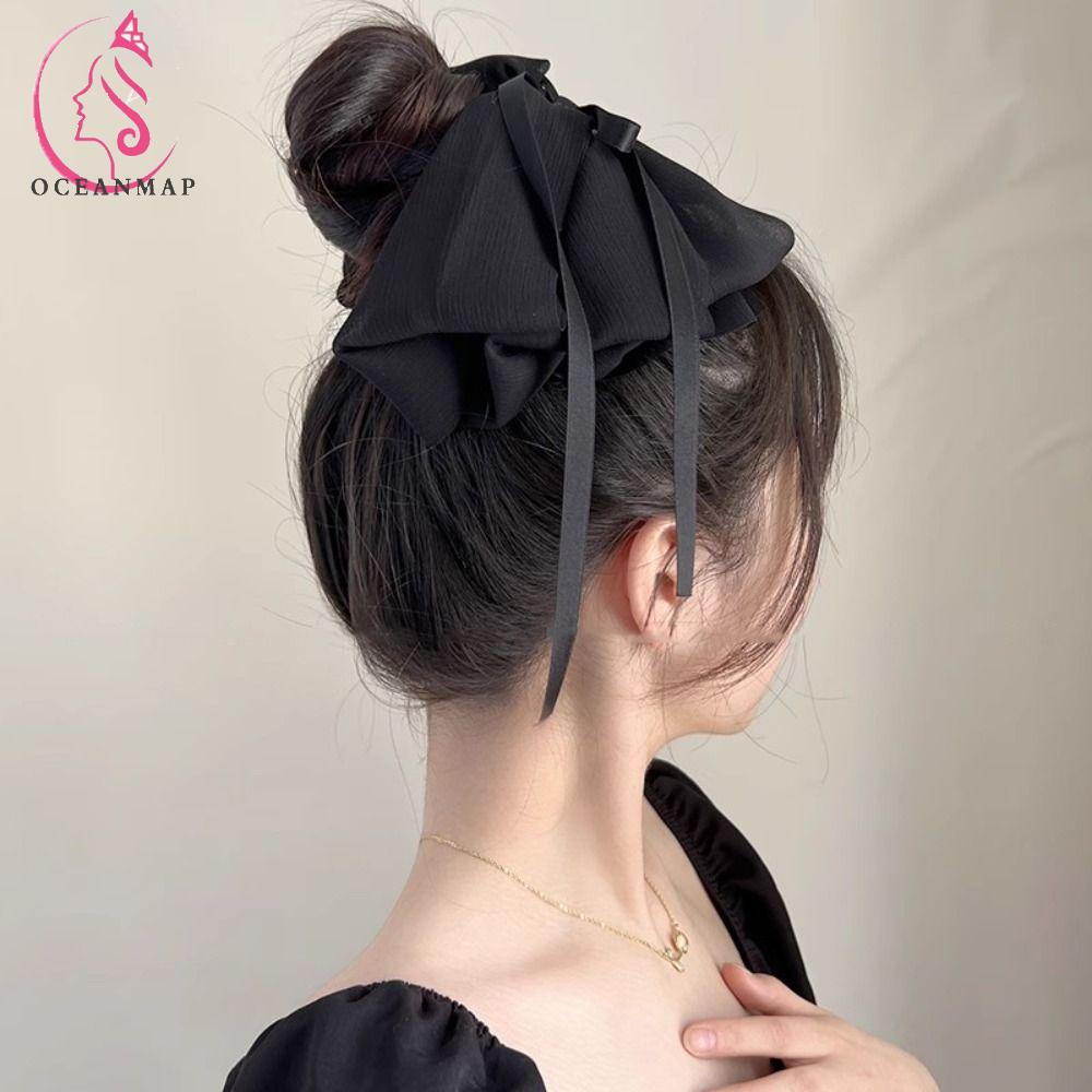 OCEANMAP Kẹp Tóc Nơ Y2K Thời Trang Thanh Lịch Cho Nữ