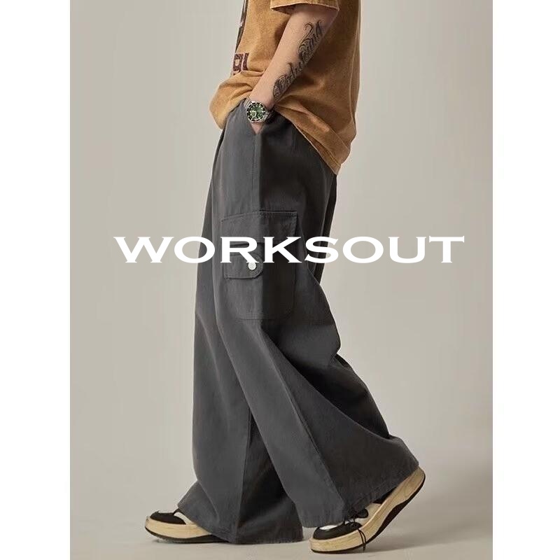 WORKSOUT Quần Túi Hộp quần nam ống rộng quần 2023 NEW WS070621