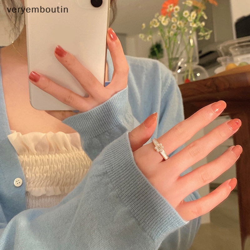 Nhẫn Hở Hình Hoa Đính Ngọc Trai Thời Trang Ngọt Ngào Có Thể Điều Chỉnh Cho Nữ