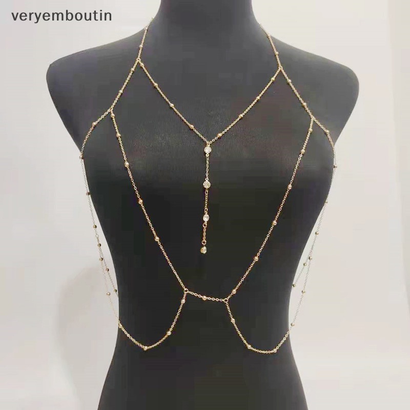 Dây Xích Tua Rua Chéo Ngực Đính Đá Thời Trang Đi Biển Quyến Rũ Cho Nữ