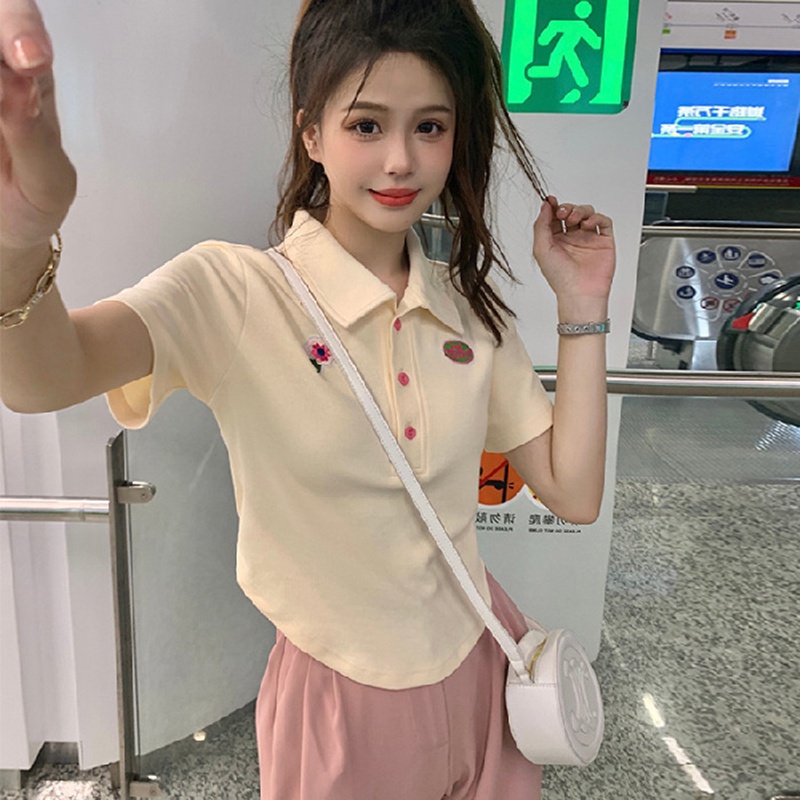 Áo Thun Ngắn Tay Cổ Chữ v Màu Sắc Mơ Mộng Thời Trang Cho Nữ