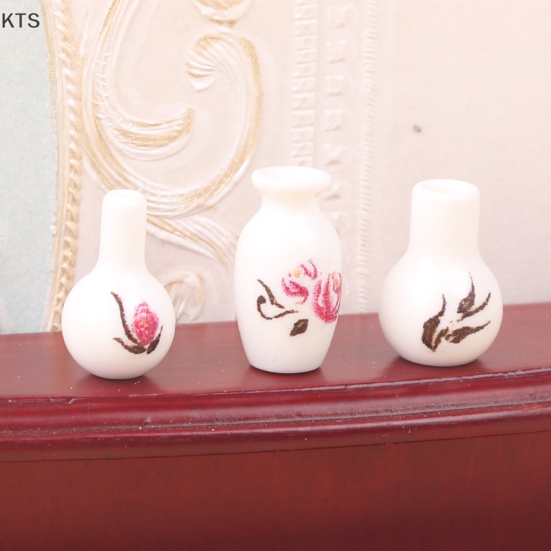 Set 5 Bình Hoa Giả Mini Tỉ Lệ 1: 12 Dùng Để Trang Trí Nhà Búp Bê