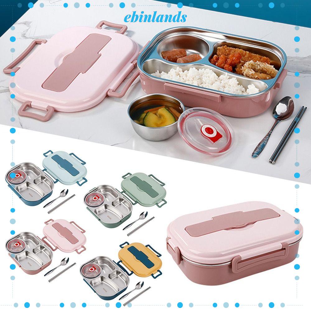 EBINLANDS Hộp Đựng Cơm Trưa Dung Tích Lớn Bằng Thép Không Gỉ 304 Kèm Dao Nĩa Tiện Dụng
