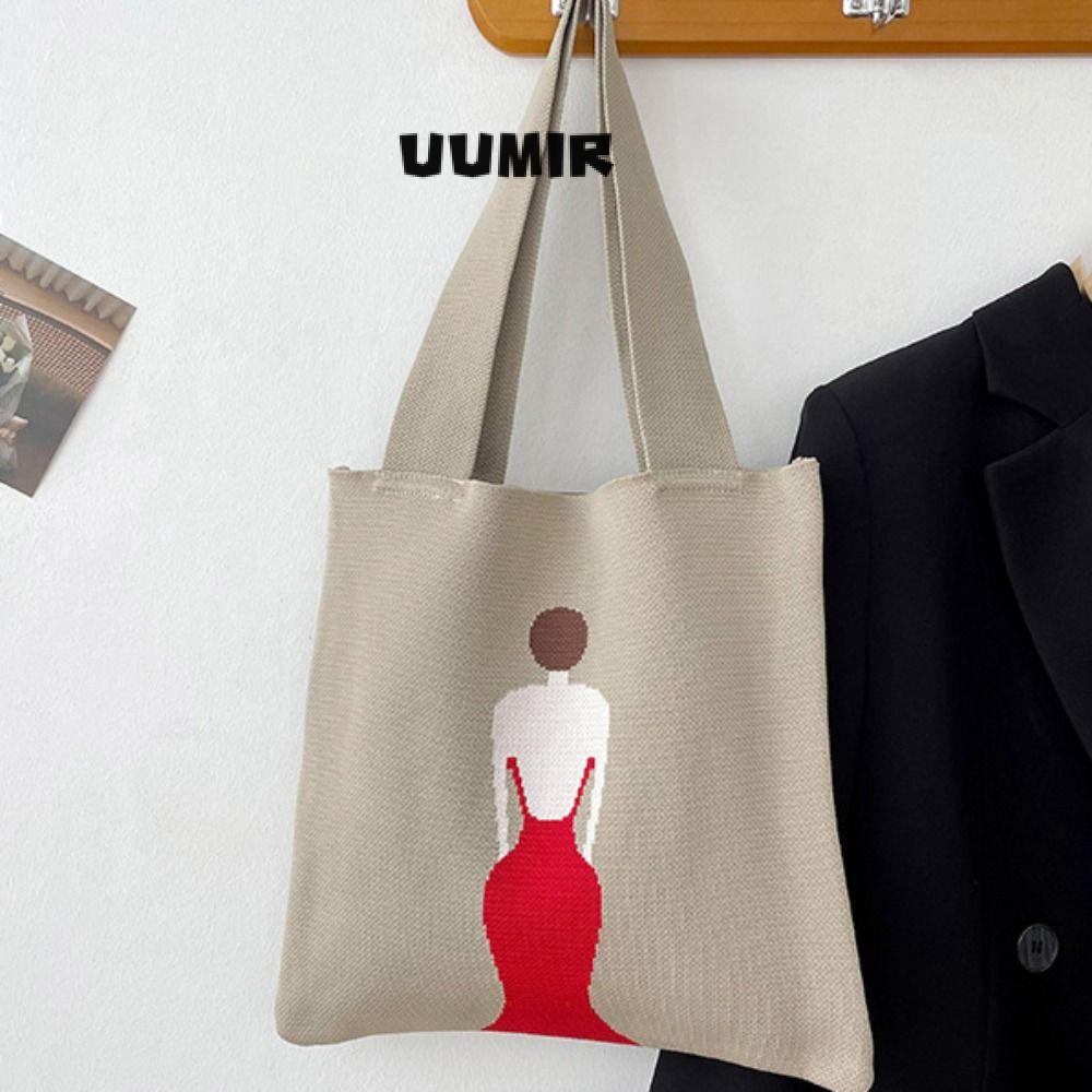 UUMIR Túi Xách Đan Len Mini Đeo Cổ Tay Thắt Nút Thời Trang Cho Nữ