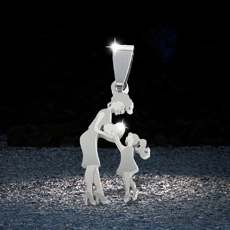 Vòng cổ Bằng Thép Không Gỉ Màu Sắc Bạc Cho Mẹ Và Con Gái