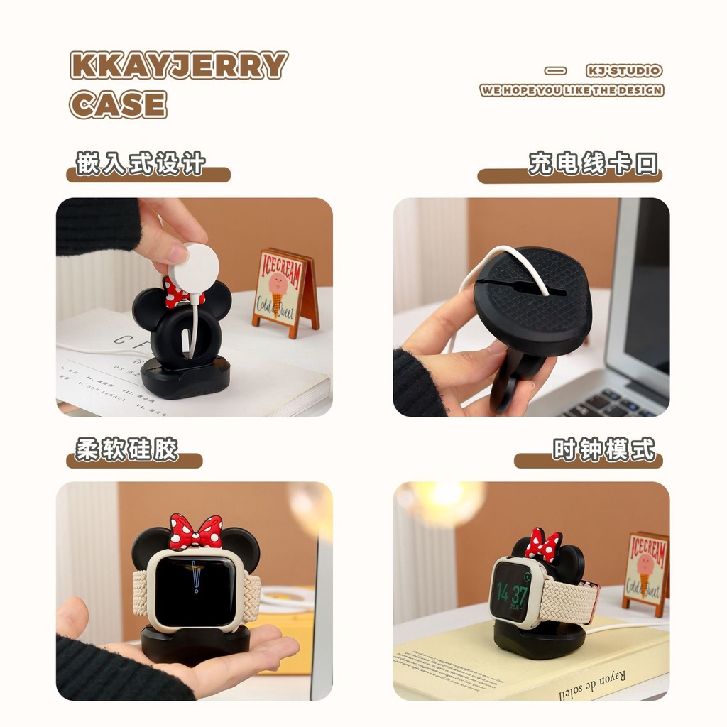 Đế Sạc Họa Tiết Hoạt Hình Dễ Thương Cho Apple Watch