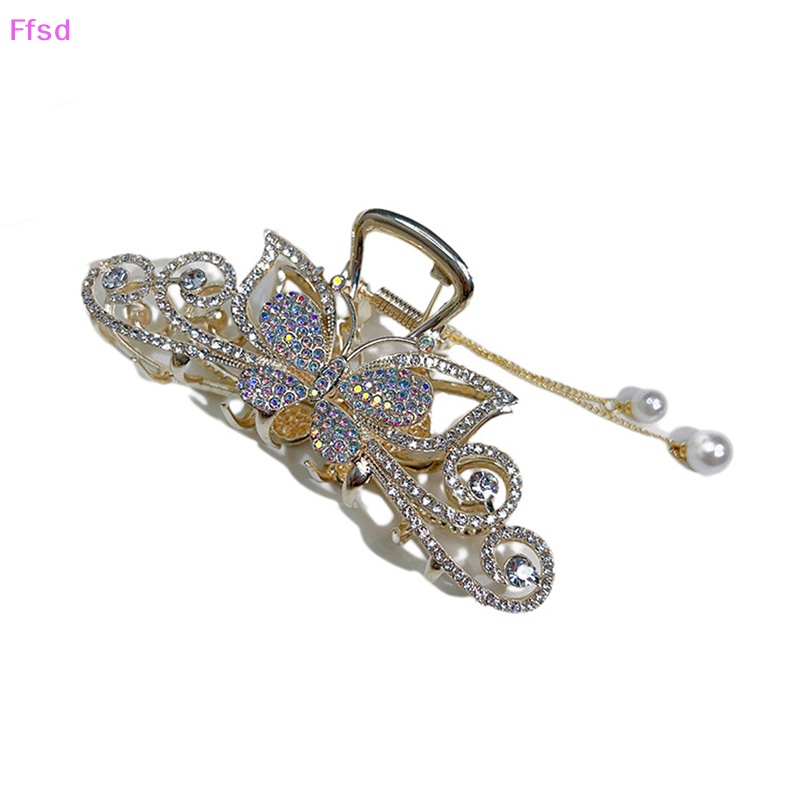 {Ffsd} Kẹp Tóc Dạng Hạt Kim Cương Hình Bướm Rỗng Cao Cấp Thời Trang * Hàng Bán Chạy