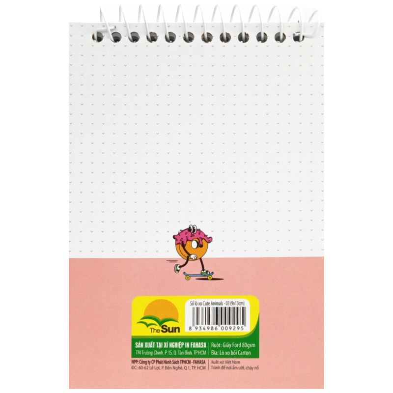 Sổ Lò Xo Teen Không Kẻ Có Chấm 80gsm - Cute Animals - The Sun 03 - Màu Hồng