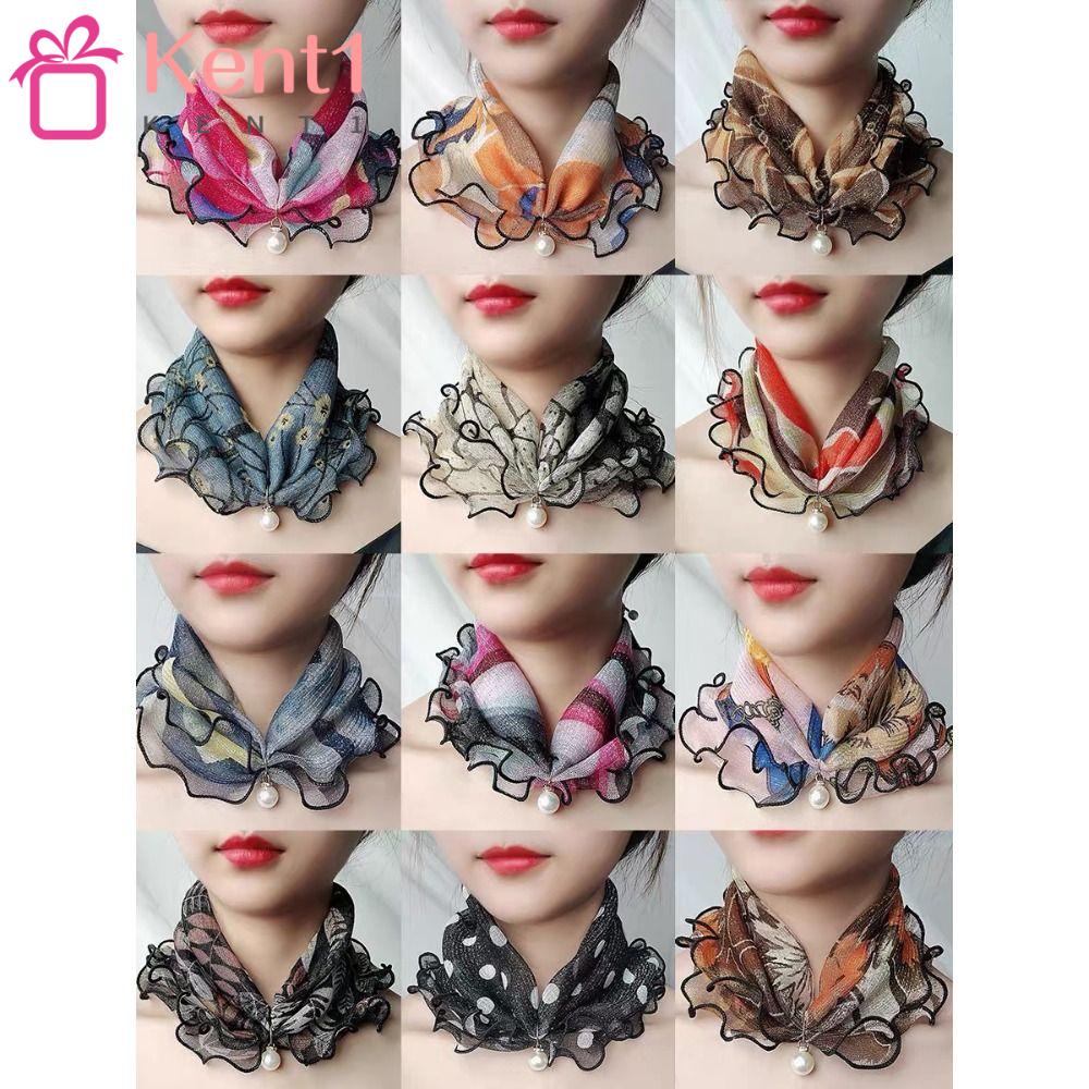 KENT1 Bộ 3 Khăn Choàng Ren Polyester 10 Kiểu Dáng Thanh Lịch Đa Dạng Dành Cho Nữ