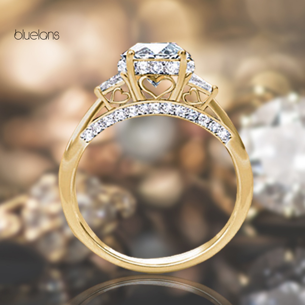 Set 2 Nhẫn Hợp Kim Đính Đá Zircon Thời Trang Cho Nữ