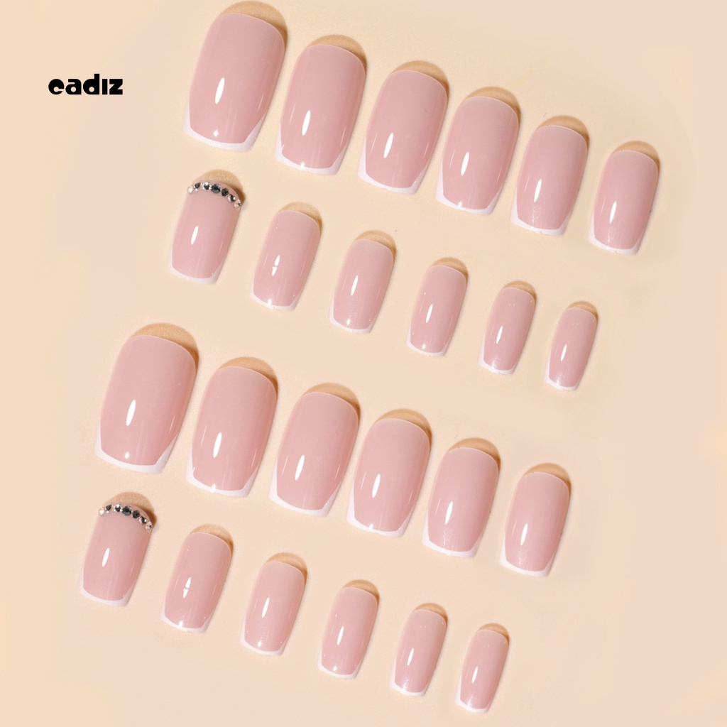 Bộ 24 Móng Tay Giả Bằng ABS Che Phủ Toàn Diện Không Phai Màu Kèm Keo Nhấn