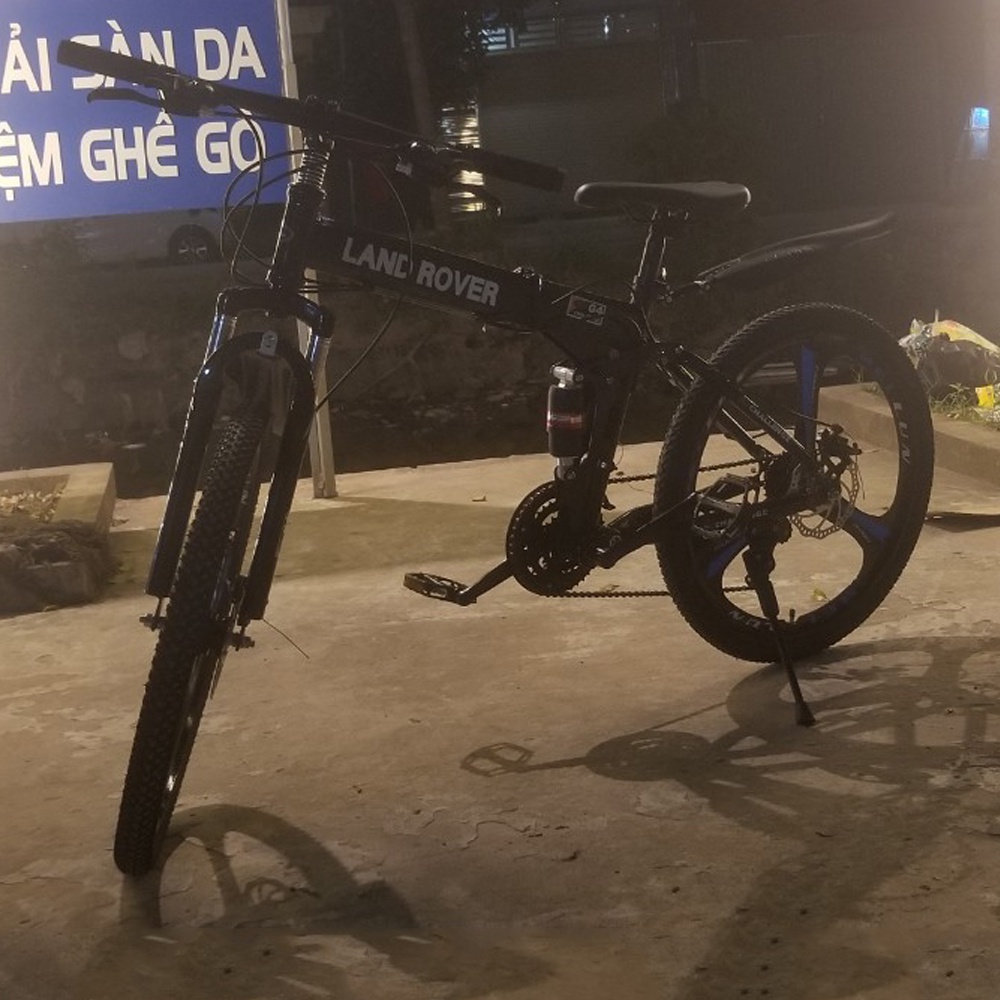 Xe đạp thể thao địa hình gấp gọn Land Rover bánh 24inch khung thép phanh đĩa cơ học 7 cấp độ kết hợp giảm sóc