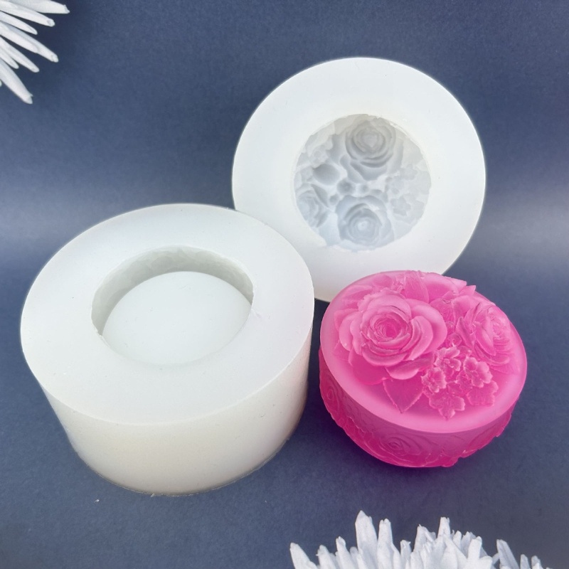 Khuôn Silicone Làm Mặt Trang Sức Hình Hoa Có Nắp Đậy DIY