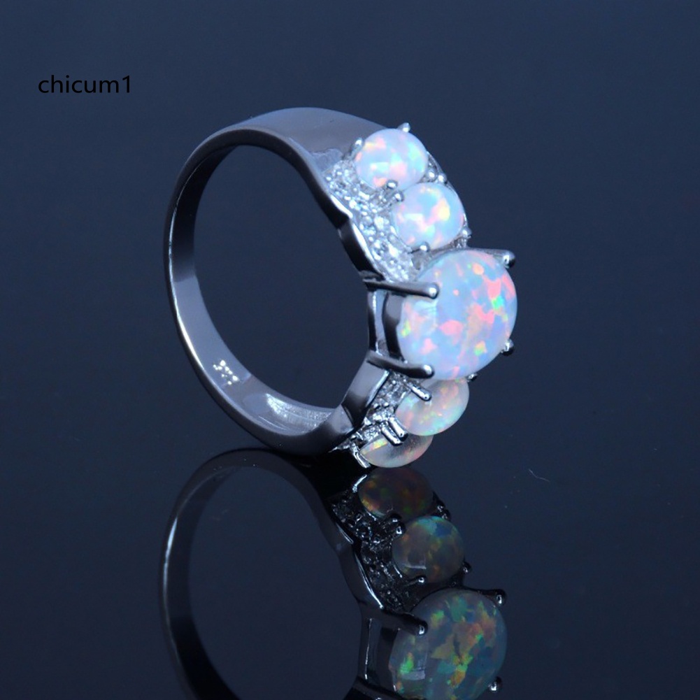 Nhẫn Đính Hôn Đính Đá Opal Nhân Tạo Hình Oval Thời Trang Dành Cho Nữ
