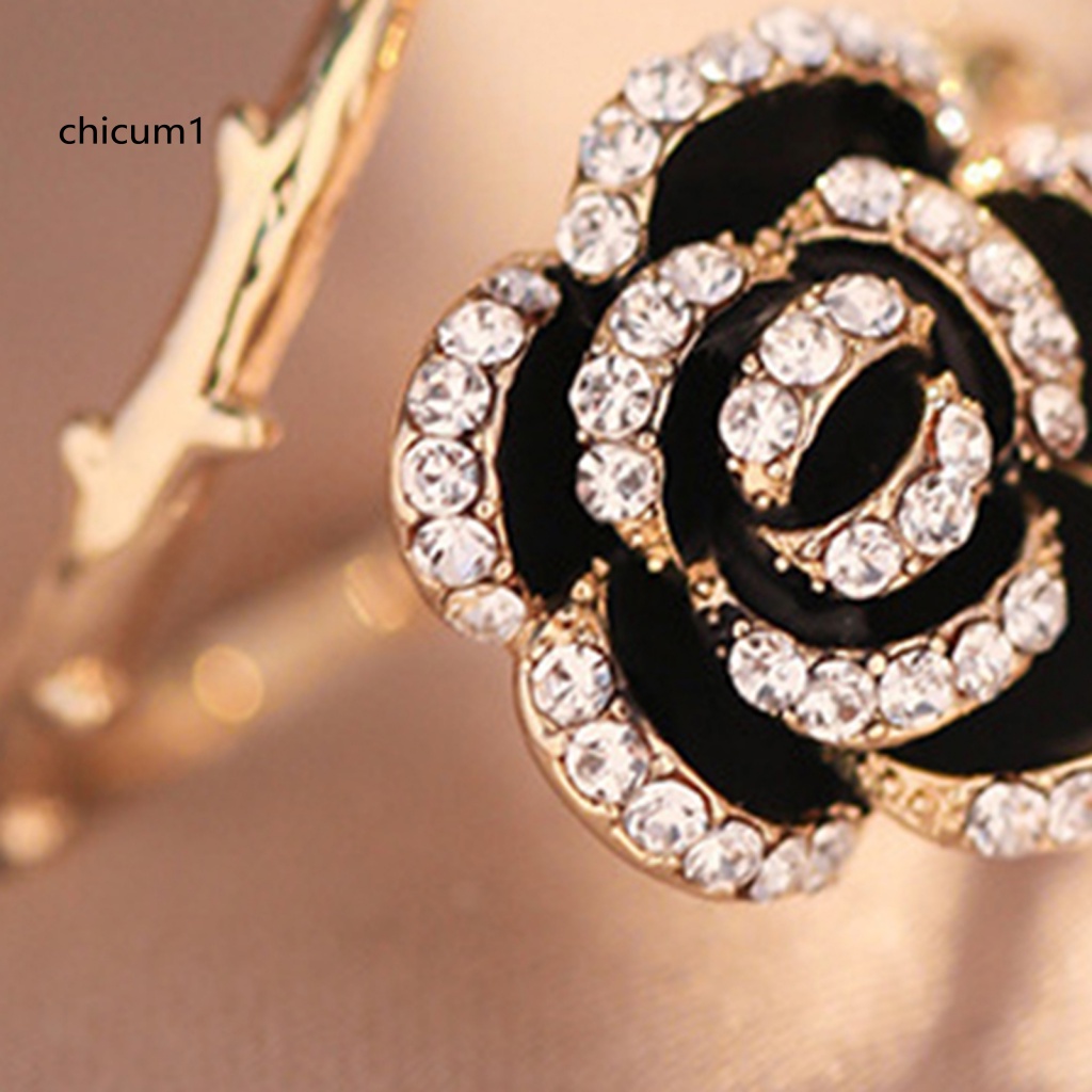 Nhẫn Hở Hình Hoa Trà Phong Cách Hàn Quốc Có Thể Điều Chỉnh Kích Cỡ